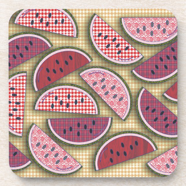Vintage Picnic Watermelons Beverage Coaster (Front)