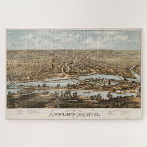 Vintage Pictorial Map of Appleton WI 1874 Jigsaw Puzzle