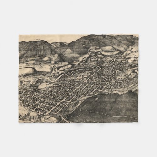 Vintage Pictorial Map of Aspen Colorado 1893 Fleece Blanket