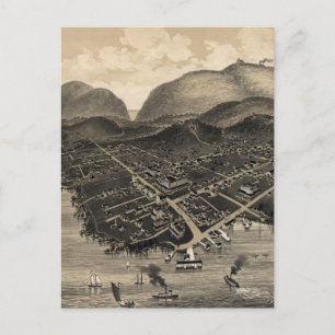 Vintage Pictorial Map of Bar Harbor (1886) Postcard