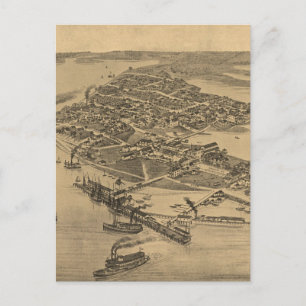 Vintage Pictorial Map of Cedar Key FL (1884) Postcard