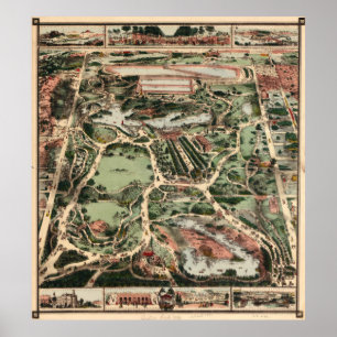 Vintage Pictorial Map of Central Park NYC (1860) Poster