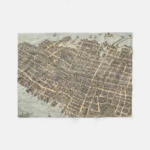 Vintage Pictorial Map of Charleston (1872) Fleece Blanket