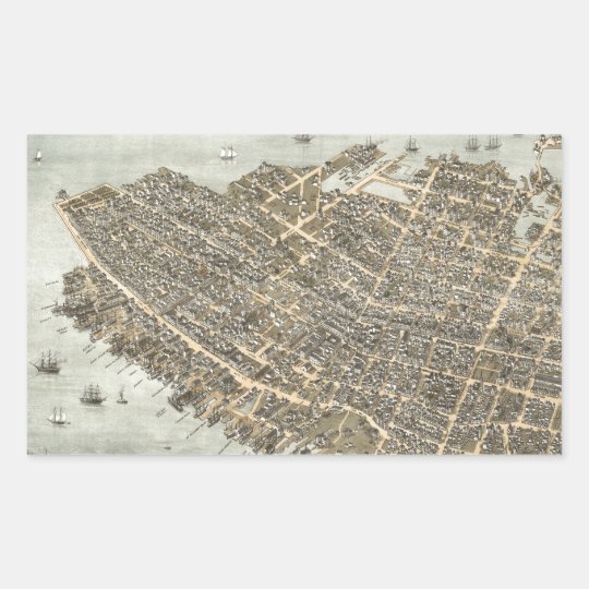Vintage Pictorial Map of Charleston (1872) Rectangular Sticker