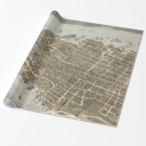 Vintage Pictorial Map of Charleston 1872 Wrapping Paper