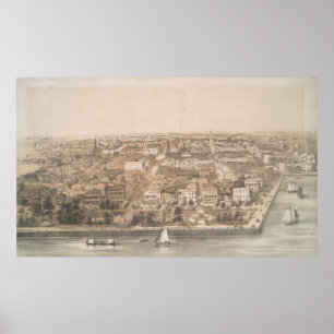Vintage Pictorial Map of Charleston SC (1851) Poster
