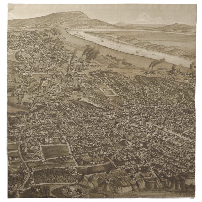 Vintage Pictorial Map of Chattanooga (1886) Napkin (Front)