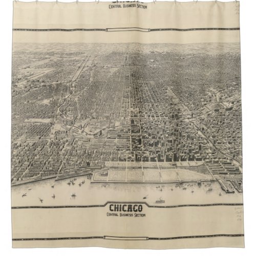 Vintage Pictorial Map of Chicago 1916 Shower Curtain