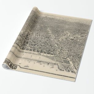 Vintage Pictorial Map of Chicago (1916) Wrapping Paper