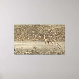 Vintage Pictorial Map of Cleveland (1877) Canvas Print