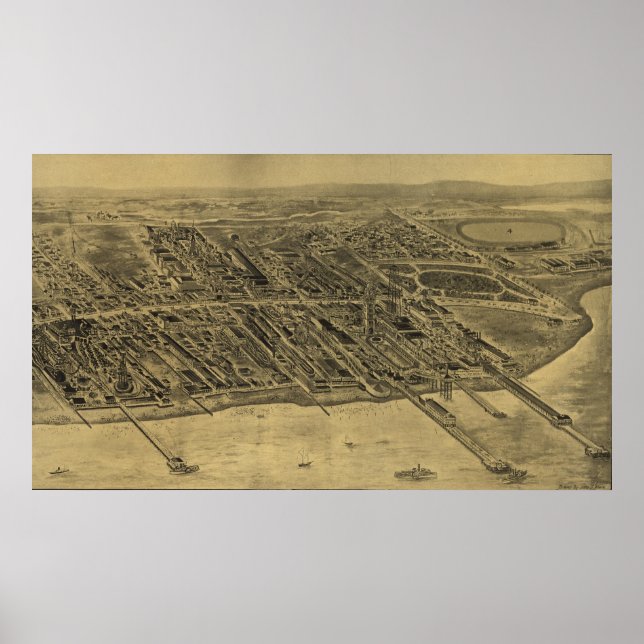 Vintage Pictorial Map of Coney Island (1906) Poster (Front)