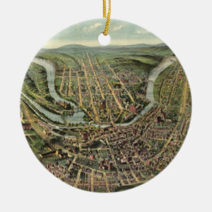 Vintage Pictorial Map of Cumberland MD (1906) Ceramic Ornament