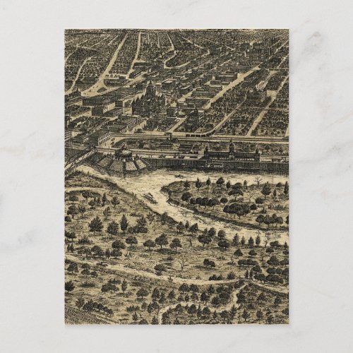 Vintage Pictorial Map of Dallas Texas 1892 Postcard