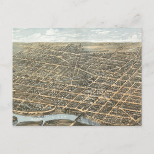 Vintage Pictorial Map of Dayton Ohio (1870) Postcard