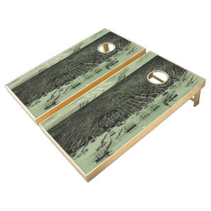 Vintage Pictorial Map of Detroit Michigan (1889) Cornhole Set