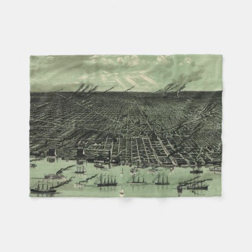 Vintage Pictorial Map of Detroit Michigan 1889 Fleece Blanket