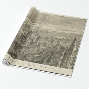 Vintage Pictorial Map of Dublin Ireland (1890) Wrapping Paper