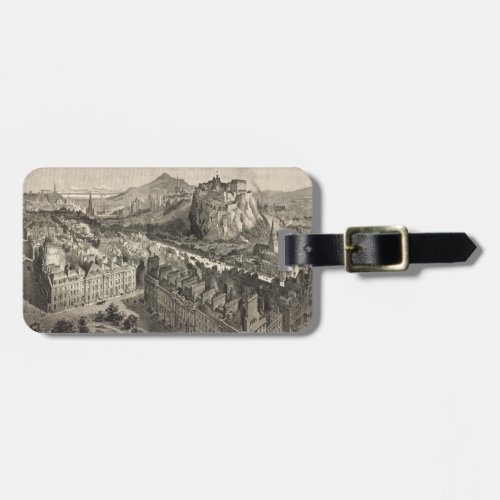 Vintage Pictorial Map of Edinburgh Scotland 1886 Luggage Tag