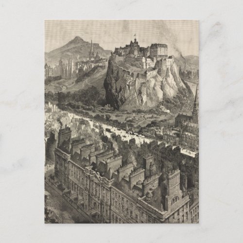 Vintage Pictorial Map of Edinburgh Scotland 1886 Postcard