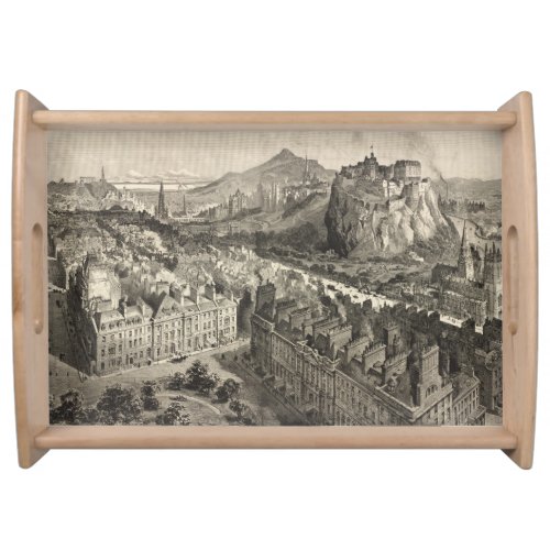 Vintage Pictorial Map of Edinburgh Scotland 1886 Serving Tray
