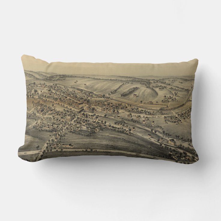 Vintage Pictorial Map of Factoryville PA (1891) Lumbar Pillow Zazzle