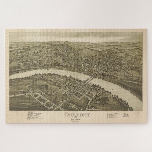 Vintage Pictorial Map of Fairmont WV 1897 Jigsaw Puzzle