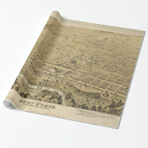 Vintage Pictorial Map of Fort Worth Texas (1876) Wrapping Paper