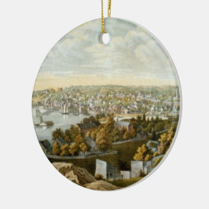 Vintage Pictorial Map of Georgetown (1855) Ceramic Ornament