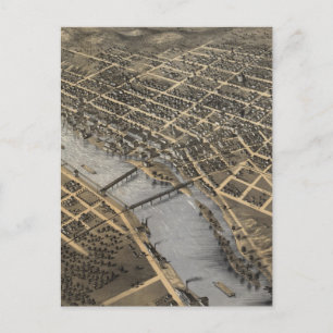 Vintage Pictorial Map of Grand Rapids (1868) Postcard