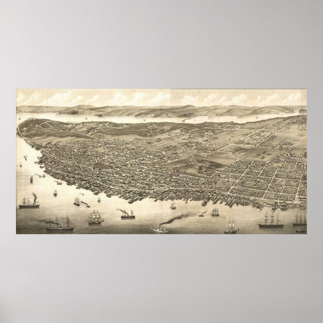 Vintage Pictorial Map of Halifax (1879) Poster (Front)