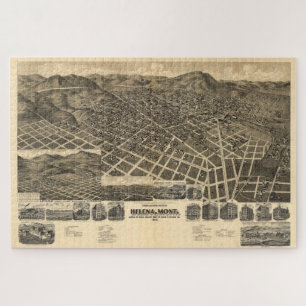 Vintage Pictorial Map of Helena MT (1890) Jigsaw Puzzle