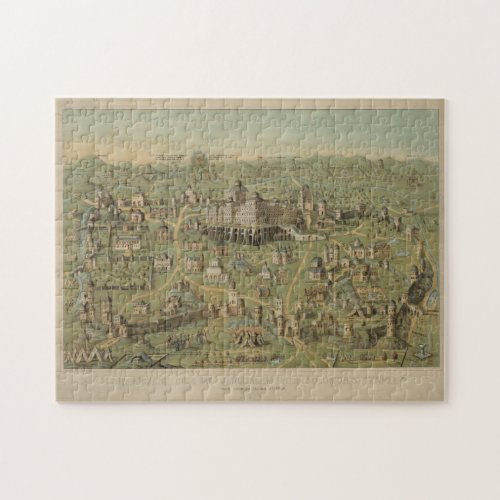 Vintage Pictorial Map of Jerusalem Israel 1871 Jigsaw Puzzle