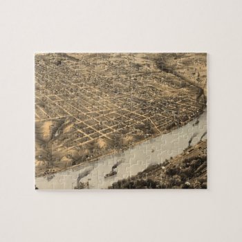 Vintage Pictorial Map Of Kansas City (1869) Jigsaw Puzzle by Alleycatshirts at Zazzle