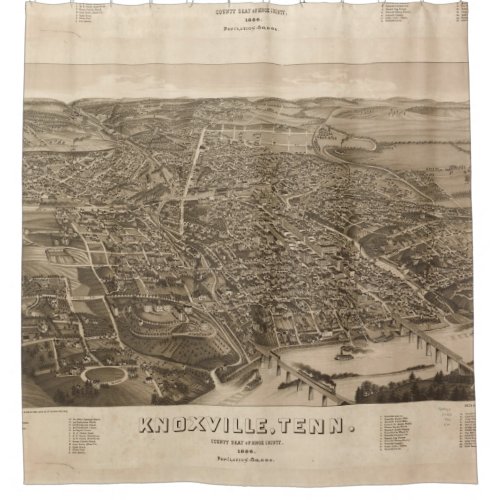 Vintage Pictorial Map of Knoxville 1886 Shower Curtain