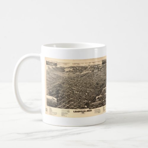 Vintage Pictorial Map of Leadville CO 1882 Coffee Mug