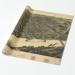 Vintage Pictorial Map of Little Rock (1887) Wrapping Paper