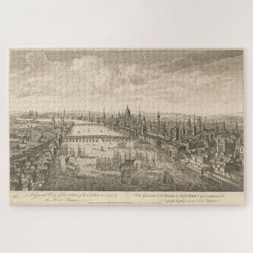 Vintage Pictorial Map of London  The Thames 1760 Jigsaw Puzzle