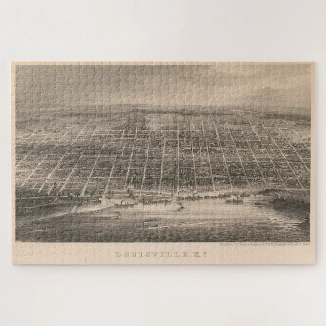 Vintage Pictorial Map of Louisville KY (1860) Jigsaw Puzzle Zazzle