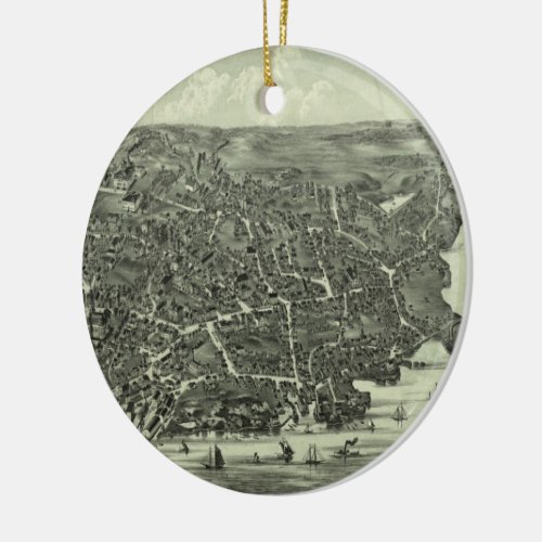 Vintage Pictorial Map of Marblehead MA 1882 Ceramic Ornament