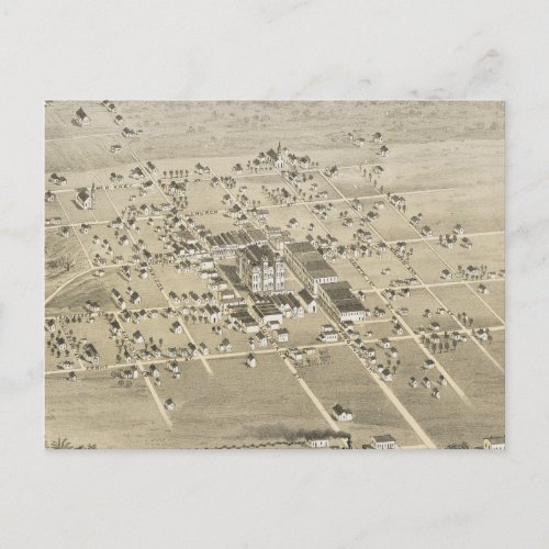 Vintage Pictorial Map of McKinney Texas 1876 Postcard