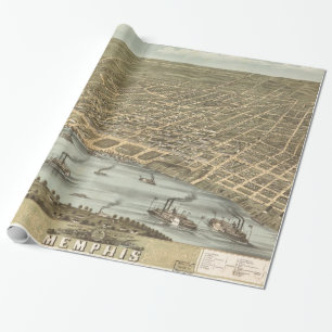 Vintage Pictorial Map of Memphis Tennessee (1870) Wrapping Paper
