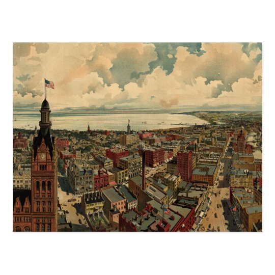 Vintage Pictorial Map of Milwaukee WI (1898) Postcard