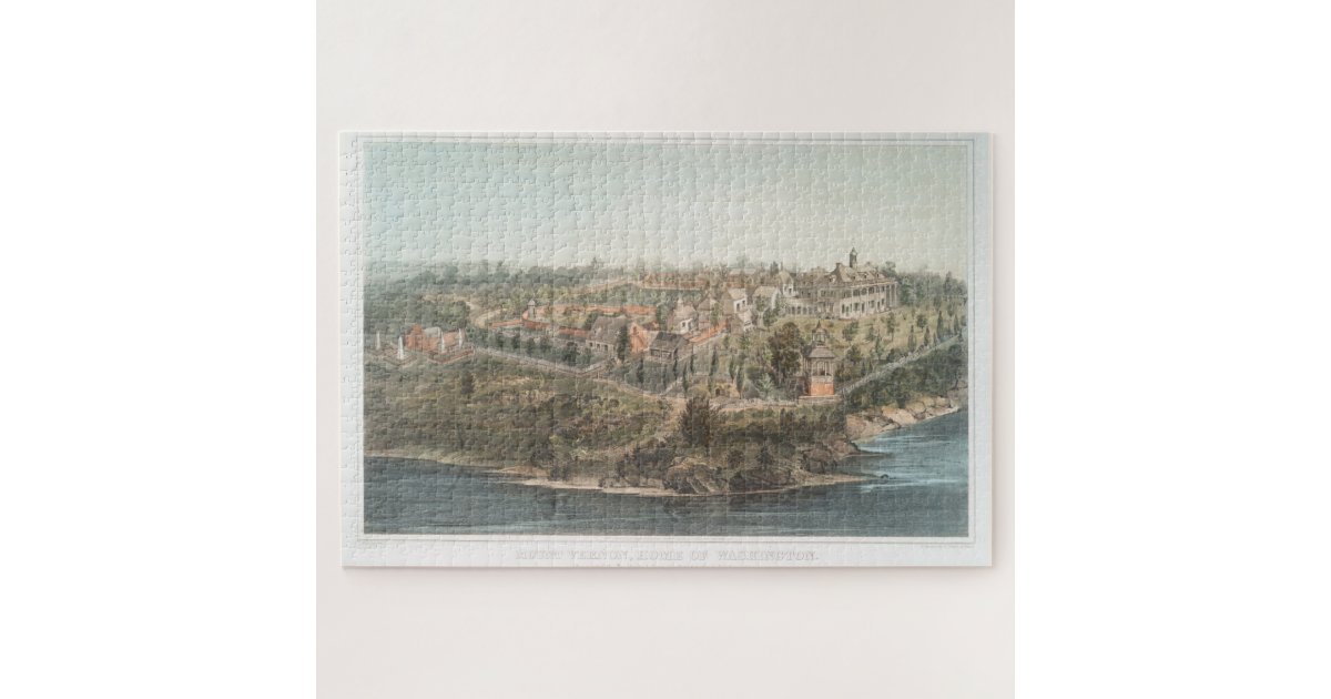 Vintage Pictorial Map of Mount Vernon VA (1859) Jigsaw Puzzle Zazzle com