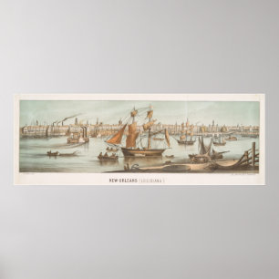 Vintage Pictorial Map of New Orleans LA (1854) Poster