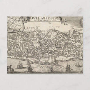 Vintage Pictorial Map of New York City (1672) Postcard