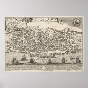 Vintage Pictorial Map of New York City (1672) Poster