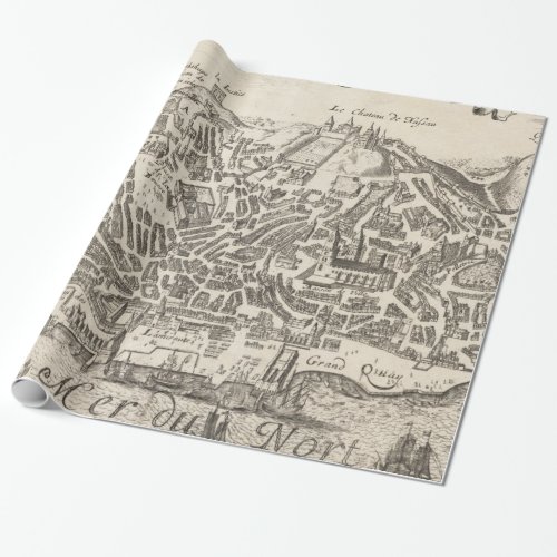 Vintage Pictorial Map of New York City 1672 Wrapping Paper