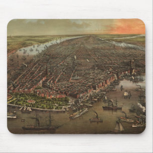 Vintage Pictorial Map of New York City (1873) Mouse Pad