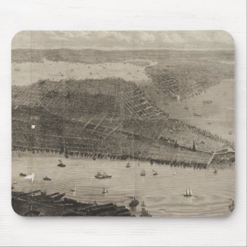 Vintage Pictorial Map of New York City 1876 Mouse Pad