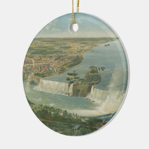 Vintage Pictorial Map of Niagara Falls NY (1893) Ceramic Ornament